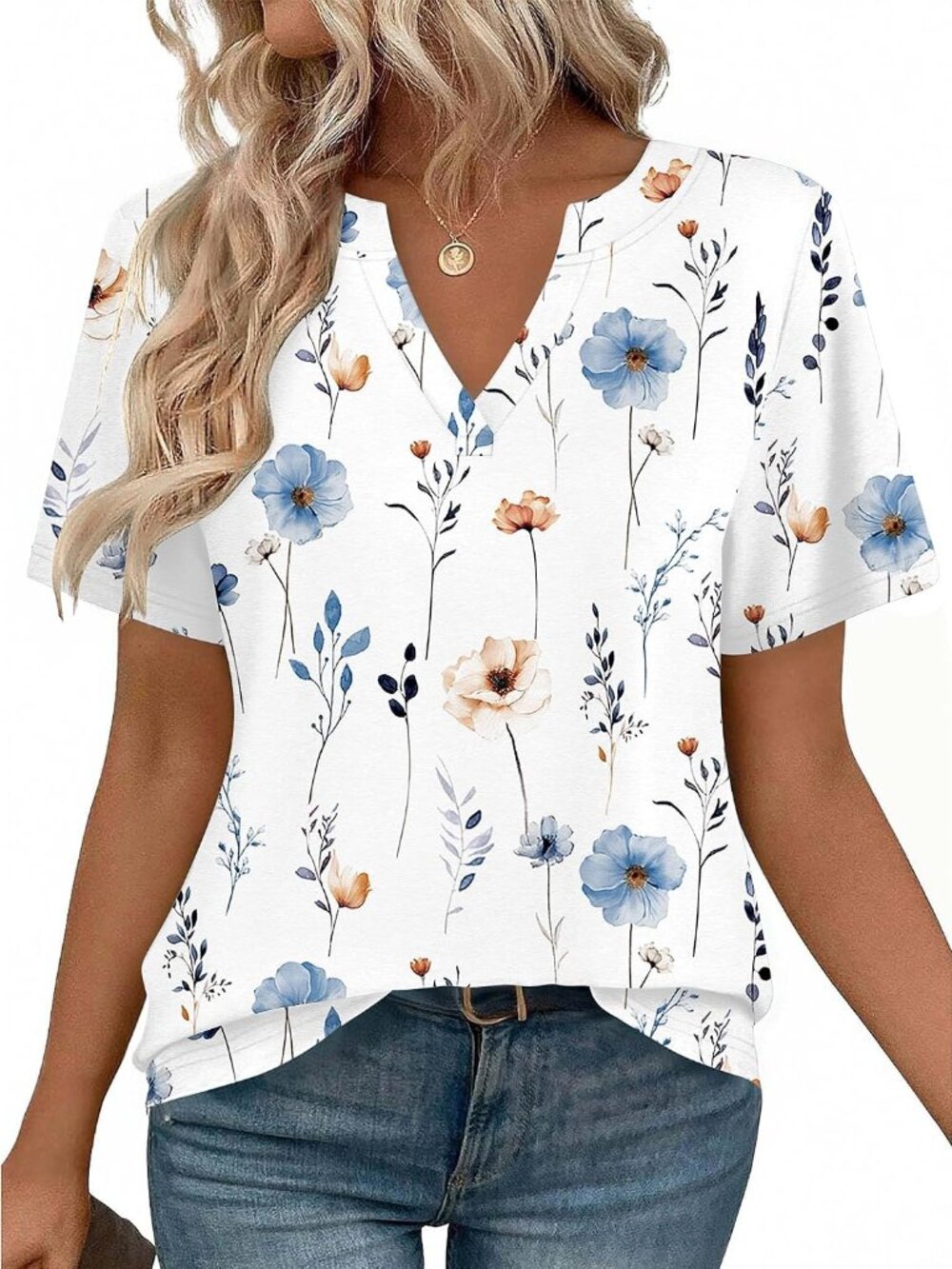Womens Tops Short Sleeve V Neck Tee Shirts Cute Dressy Casual